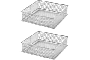YBM HOME Silver Mesh Drawer Cabinet and or Shelf Organizer Bins, School Supply Holder Office Desktop Organizer Basket (2, 6x6x2 Inch)