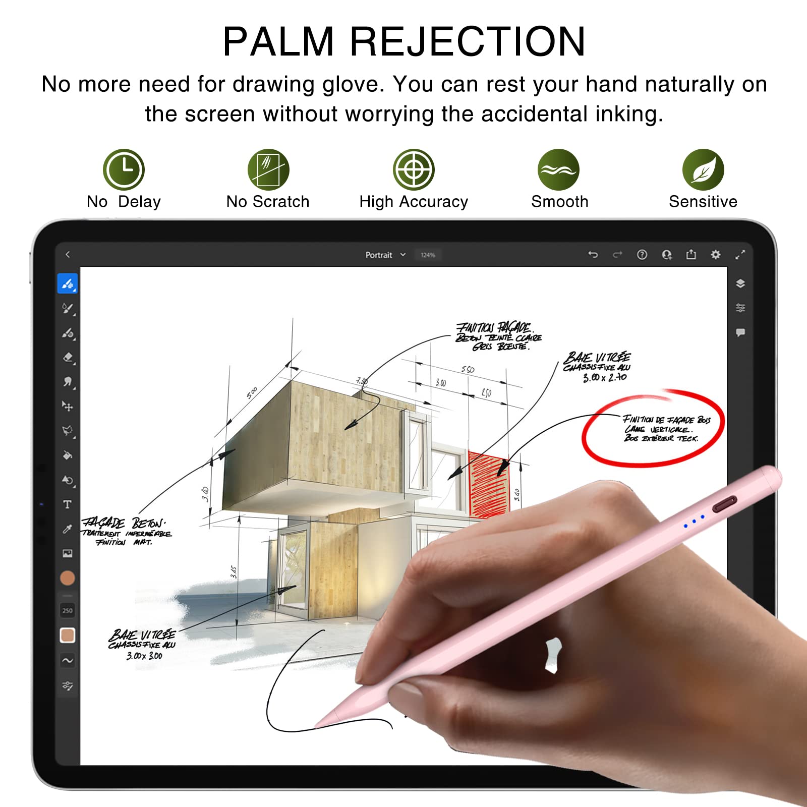 Pen for iPad 2018-2025, HATOKU 15 Mins Fast Charging Pencil 1st Gen with Tilt & Palm Rejection Compatible with iPad Air 3/4/5/M2/M3, iPad mini 5/6/7, iPad 6/7/8/9/10/11, iPad Pro 11