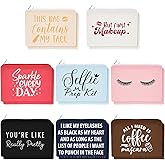 Weewooday 16 Packs Make up Bags Bulk Multicolor Funny Canvas Makeup Bags Travel Cosmetic Inspirational Pouch with Zippers Cotton Toiletry Pouches for Women(Stylish Pattern)