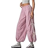 Anoumcy Side Bow Knot Track Pants for Women Summer Lightweight Loose Trousers Casual Baggy Y2K Lounge Pants with Pockets