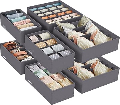 SONGMICS 8-Piece Underwear Drawer Organisers Set Slate Grey RUS08GY