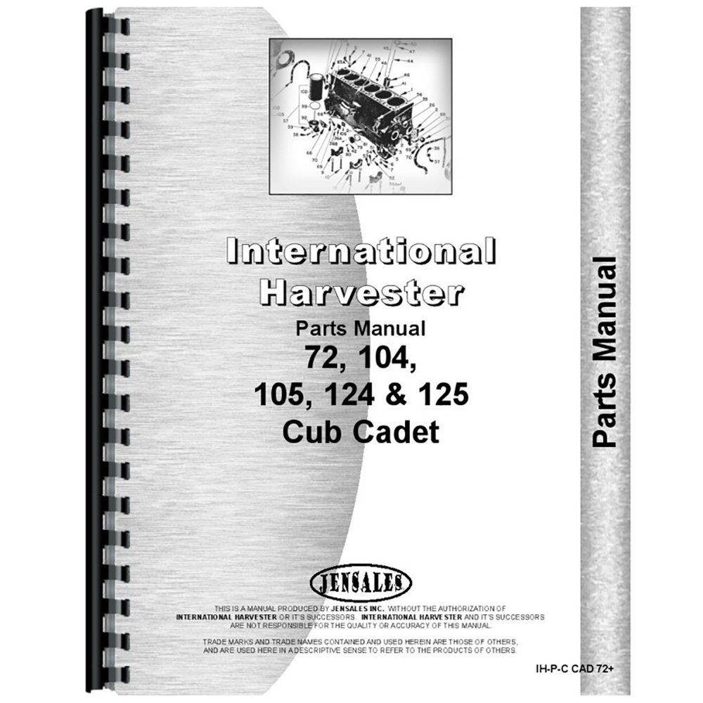 Amazon.com: New Tractor Parts Manual For International Harvester Cub Cadet  105 Tractor: Industrial & Scientific