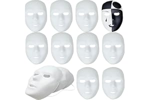Podzly 25 White Drama Masks, Full Face Paintable Blank Masks for Crafts, Masquerades, Mardi Gras and Halloween Costumes