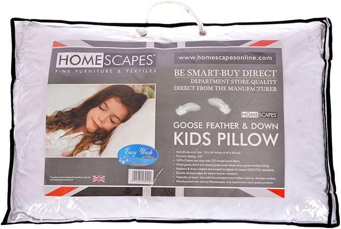 Homescapes Kids Pillow 40 X 60cm Goose Feather Down Filling