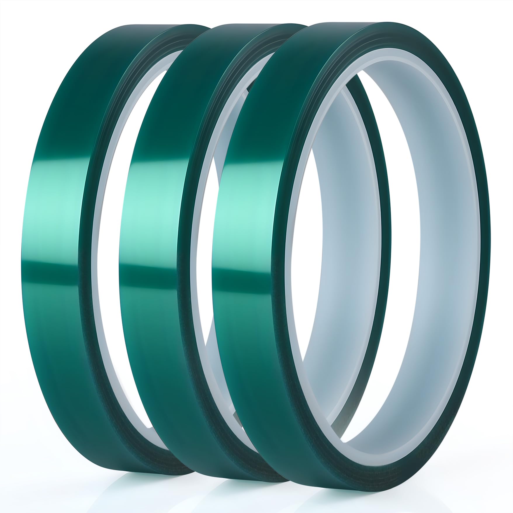 3 Roll Polyester High Temperature Masking Tape, PET Tape with Silicone Adhesive, Ideal for Painting, Powder Coating, Anodizing, Circuit Boards,3D Printer (1/2 inches*82 feet)
