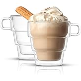 JoyJolt Pila Double Wall Insulated Coffee Mugs – 16 oz Double Walled Insulated Glasses Coffee Mug With Handle, Stackable, Sleek Modern Design – Set of 2