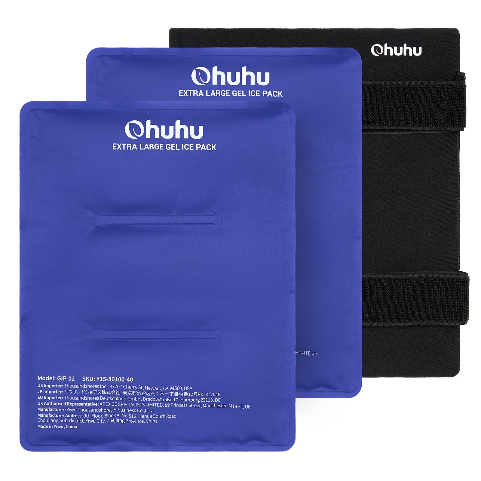 Photo 1 of Ice Packs for Injuries 14" X 11": Ohuhu 2 Pack Hot Cold Gel Ice Pack X-Large Reusable Ice Packs with Wrap Flexible Pain Relief for Shoulder Legs Knee Back Hip Aches Injury Muscle Pain-Blue