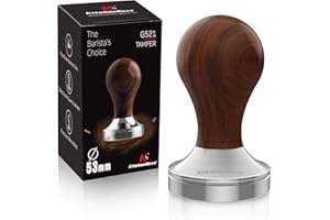KITCHENBOSS Coffee Tamper 53mm Espresso Tamper: Metal Espresso Pressure Tamper, Wooden Coffee Tamper 53 MM, Weighted Espresso Tamper by KithchenBoss