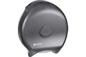 SAN JAMAR Carlisle FoodService Products R6000TBK 3.125 Mandrel Stainless Steel Pearl Single Jumbo Roll Toilet Tissue Dispenser, 12.9" Width, 14.9" Height, 5.8" Depth, Minimum 3.25" Core Diameter, 12" JBT Roll Capacity, Black Color