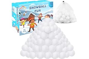 Wewwewa 50 Pcs Fake Snowballs Fight Set: Soft Artificial Snow Balls with Drawstring Bag for Kids and Adults, Indoor Outdoor S