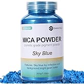 Mica Powder,7.05OZ(200g),Sky Blue Mica Powder Pigment for Epoxy Resin,Lip Gloss,Paint,Dye,Soap Making,Nail Polish,Candle Making,Bath Bombs(Sky Blue)