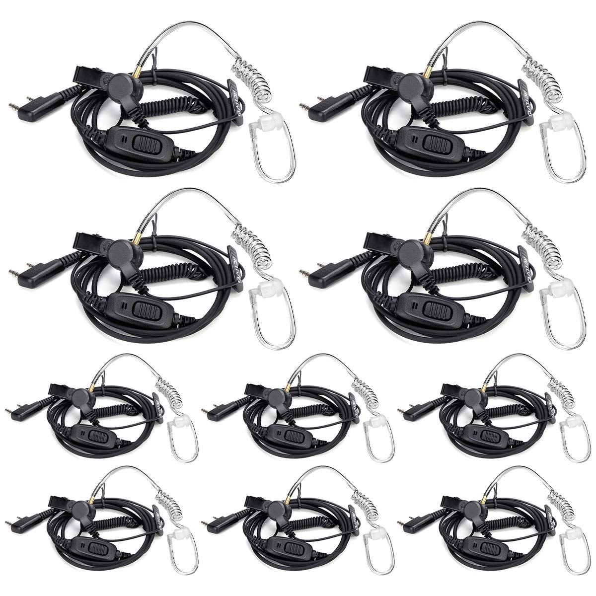 Retevis EEK009 Walkie Talkie Headset Security Earpiece, Radio Headset with Mic, Covert Acoustic Tube Radio Earpiece Compatible with Two Way Radio RT24 RT27 RT619 RT622 BaoFeng UV-5R (10 Pack) โ image 1