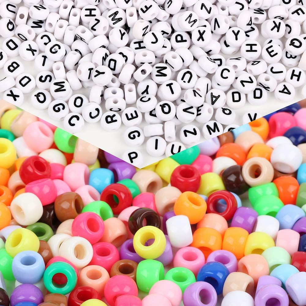 6 x 9mm FLOFIA 1600 Cuentas de Letras Redondas Abalorios Acrílicas de