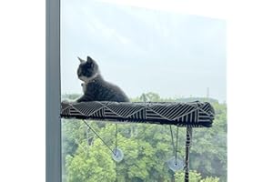 Babyezz Cat Hammock Window Perch,Cat Bed Window,Seat for Indoor Cats,Space Saving Window Mounted Cat Seat for Medium Large Cats,Cat Enjoys 360° Sunbathing On The Window Perch(Black Diamond)