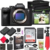 Sony a7 IV Full Frame Mirrorless 33MP Alpha Interchangeable Lens Camera|Official Sony USA Partner Model| Body ILCE-7M4/B Bundle with Case + 128GB Card + Mini Tripod + Extra Battery, Dual Charger