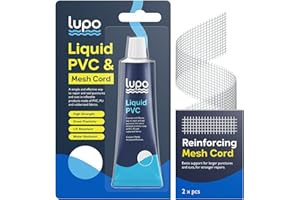 LUPO GLOBAL Lupo PVC Glue + Mesh Cord | Air Mattress Patch Kit | Heavy-Duty PVC Patch for Air Mattress Repair Patch Kit, Inflatable Kayaks, Boats, Bouncy Houses, Swimming Pools & Hot Tubs | Vinyl Repair Kit