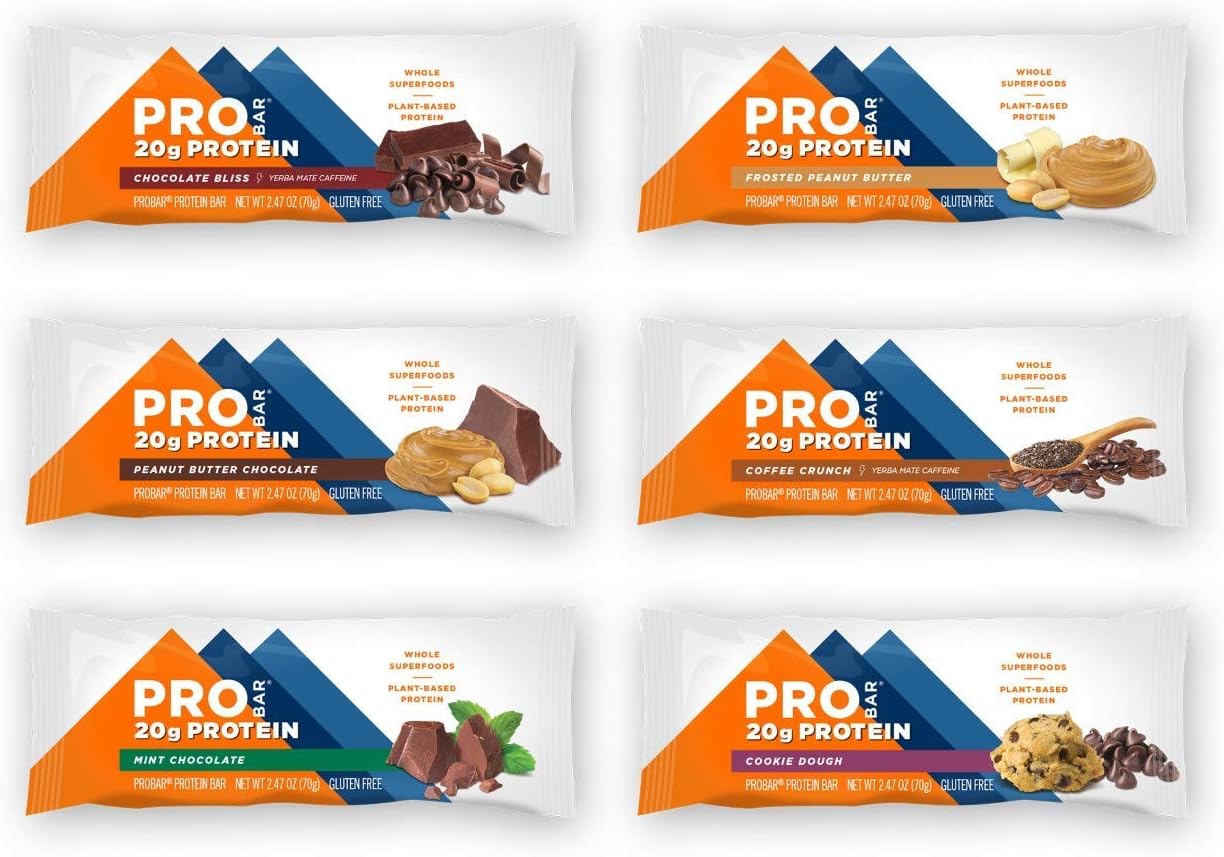 PROBAR - Base Protein Bar, Variety Pack, Non-GMO, Gluten-Free, Healthy, Plant-Based Whole Food Ingredients, Natural Energy, 2.47 oz -Pack of 12