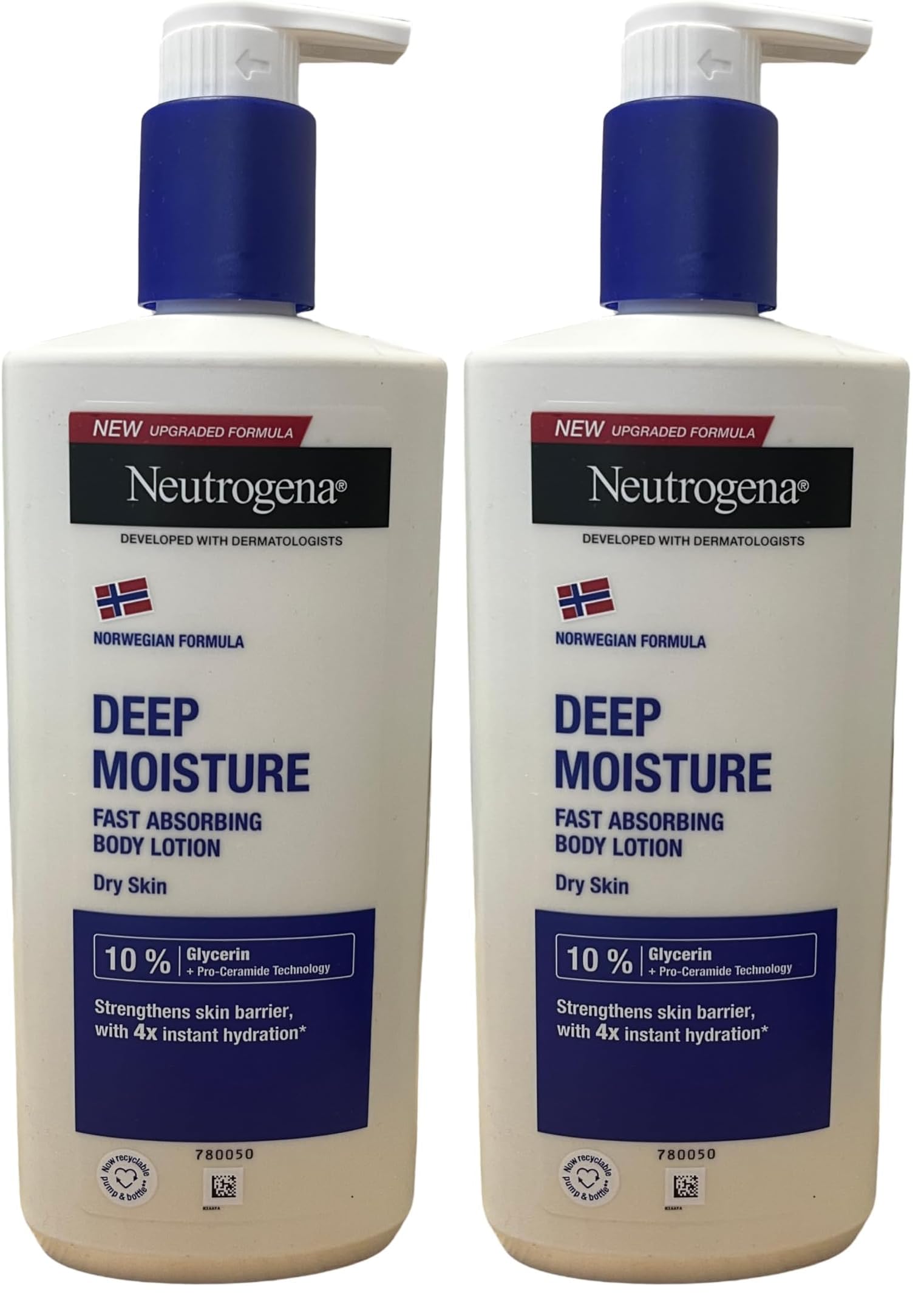 Neutrogena Deep Moisture Fast Absorbing Body Lotion 24 Hour Moisturisation (Packaging may vary), 400 ml (Pack of 2)