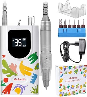 Delanie Professioneller Nagelfräser 35000 U/min, Wiederaufladbarer Fräser für Gelnägel Nagellack, Elektrischer Fräser für Nägel mit 6 Bits, Geeignet für Maniküre & Pediküre - Weiß im Matisse-Stil