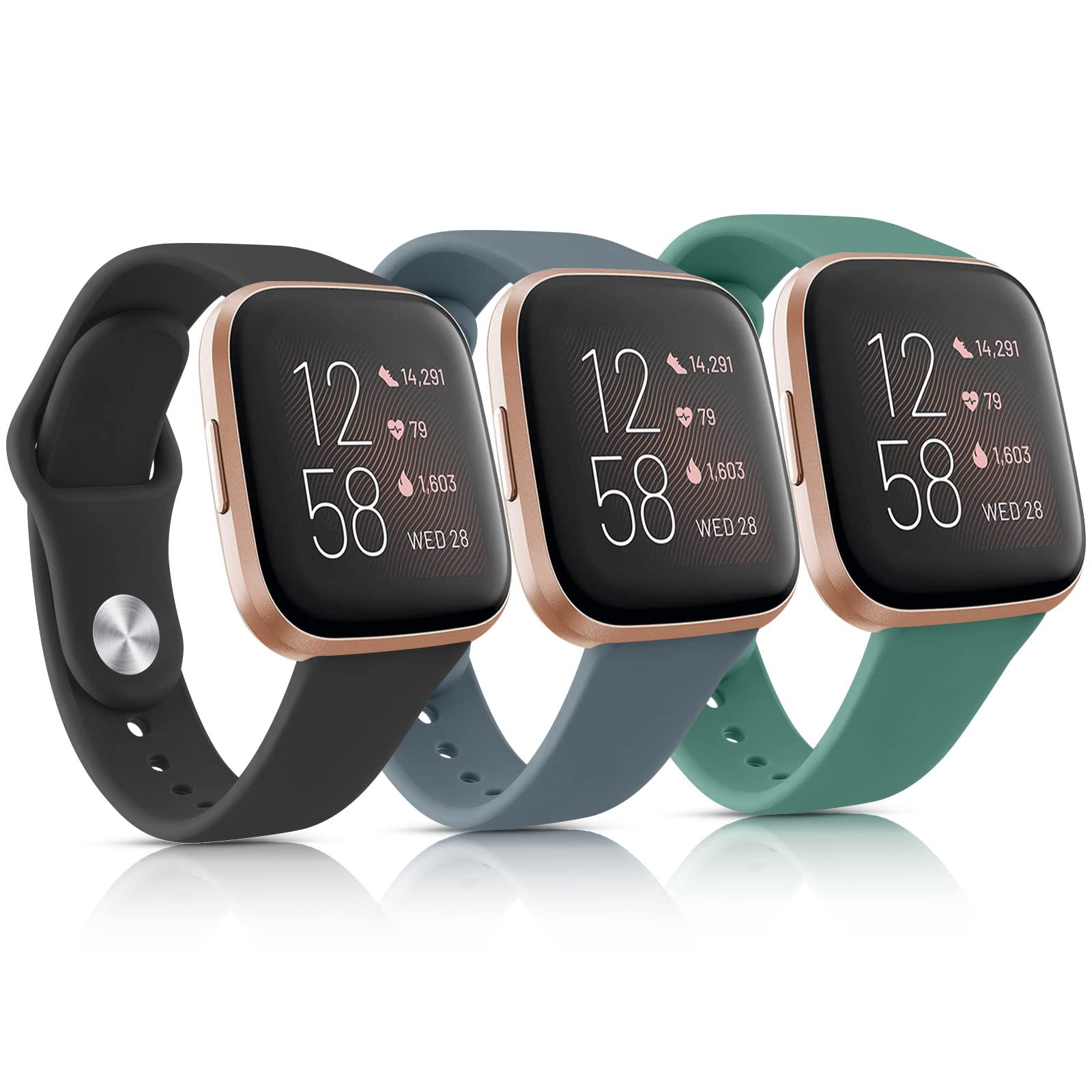 Photo 1 of 3 Pack Silicone Bands Compatible with Fitbit Versa, Soft Breathable Sport Replacement Wristbands for Women & Men