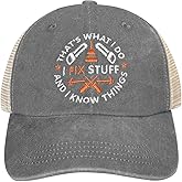 Embroidered Leather That's What I Do I Fix Stuff and I Know Things Hat for Men Dad Husband Uncle Adjustable Baseball Cap