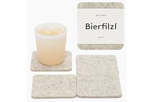 Graf Lantz - Bierfilzl Merino Wool Square Coasters Set of 4, Heather White (4"x4"x5mm), Absorbs 30% Weight, Natural German Wool - Heat Resistant, Sustainable, Reusable - Home Decor, Coffee Table Decor