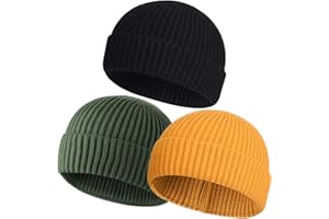 vidsel Short Fisherman Beanie for Men Women, Swag Wool Knit Cuff Trawler Skullcap,Winter Warm Hats