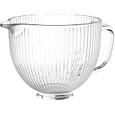 HOZODO Glass Mixer Bowl for KitchenAid 4.5 &amp; 5-Qt Tilt-Head Stand Mixers | 5-Qt Mixing Bowl for Kitchen Aid with Measurement Markings and Handle