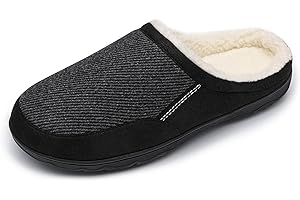 DREAM PAIRS Men's Cozy Memory Foam Slippers with Fuzzy Wool-like Lining, Slip-on Washable Indoor Outdoor House Shoes