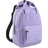 Morthanabag Mini Quilted Puffer Backpack for Women,Lightweight Puffy Bookbag,Small Casual Daypack for Ladies,Purple