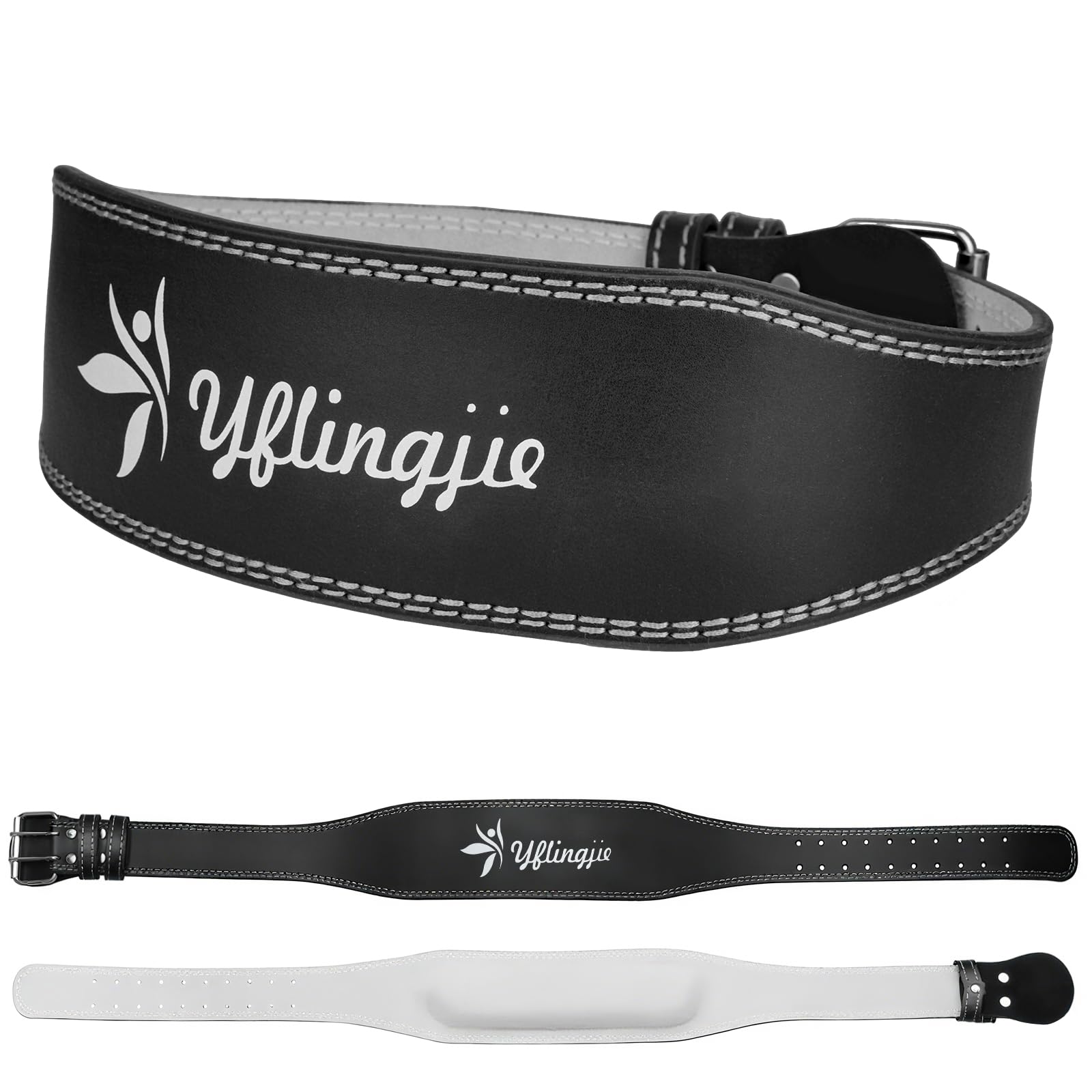 Photo 1 of Yflingjie Women's Leather Lumbar Gym Belt for Heavy Lifting - 6.8mm Thick Weight Lifting Belt with Back Brace Support?Women & Men?, Squat Belt for Squats, Deadlifts & Strength Training(M) (black, M(34-38inches))