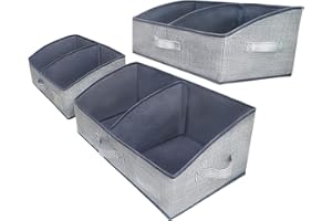 UNAMAX 3 Packs Closet Storage Bins - Trapezoid Large Storage Box - Foldable Fabric Baskets for Organizing Clothes - Baby Toiletry, Toys, Towel, DVD, Book (Dark Grey, 20 x 11.2 x 8.3 inches)
