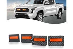 ZDEERAOTO 4pc Smoked Housing Amber LED Front Grille Lights DRL Feature Kit for Toyota Tacoma 2024 2025 SR SR5 Cab Pickup Accessories (Yellow)