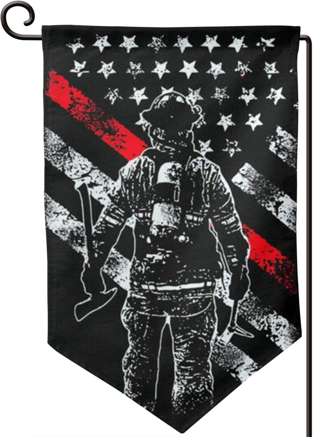 Retro Firefighter Thin Red Line Small Garden Flag Vertical Double Sided 12.5 x 18 Inch Farmhouse Summer Yard Outdoor Decor