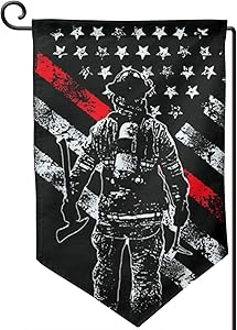 Retro Firefighter Thin Red Line Small Garden Flag Vertical Double Sided 12.5 x 18 Inch Farmhouse Summer Yard Outdoor Decor