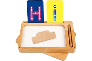BLUE GINKGO Montessori Sand Tray - Premium Sand Tray with Lid | Deep Wooden Sand Writing Trays for Classroom Letter Tracing, Numbers, Drawing - (9.8 x 6.7)