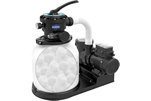 ChlorWorks 3882GPH Sand Filter Pump for Above Ground Pool with 6.17lbs Pool Filter Balls, Up to 25,000GAL Pools, Pool Sand Filter with Timer, 6-Way Valve, GFCI Plug, 110-120V, 2 Years Warranty