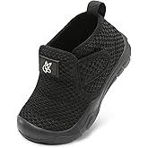 QFH Toddler Shoes Boys Girls Sneakers Comfy Barefoot Shoes Kids Adjustable Hook and Loop Walking Shoes Wide Toe Box Breathable Shoes