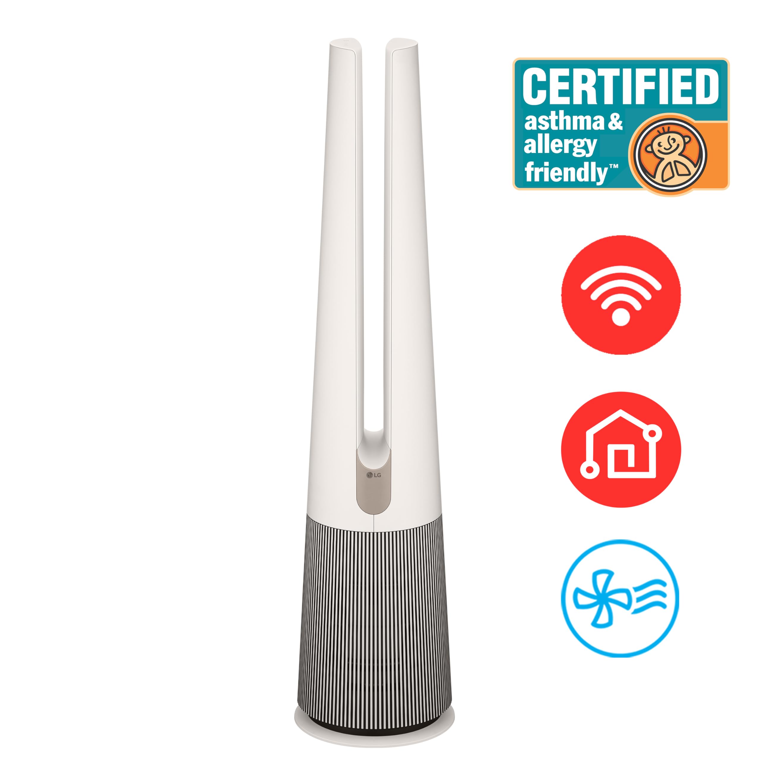 LG PuriCare AeroTower Air Purifier Fan for Home, Large and Small Room, Bedroom, with True HEPA Filter, Multiple Airflow Options, WiFi, Air Quality Monitor, Low Noise, NanoFiber