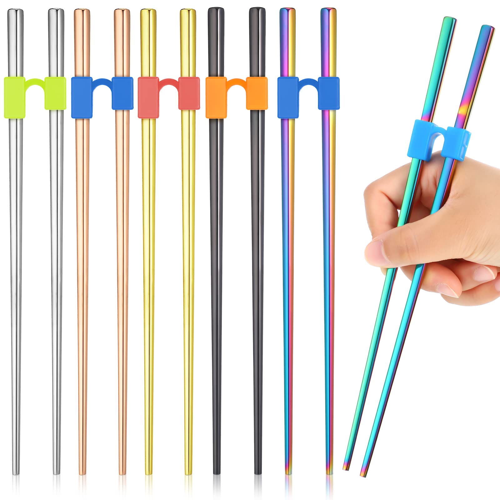 5 Pairs Reusable Chopstick Helpers Non Slippery