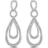 Amazon Essentials Sterling Silver Diamond Drop Earrings (0.5 cttw)