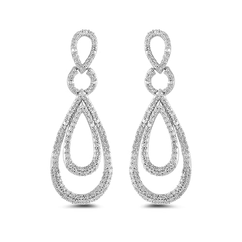 Amazon Essentials Sterling Silver Diamond Drop Earrings (0.5 cttw)