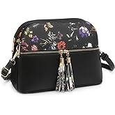 Dasein Women Tassel Zipper Pocket Crossbody Bag Shoulder Purse Fashion Travel Bag with Multi Pockets