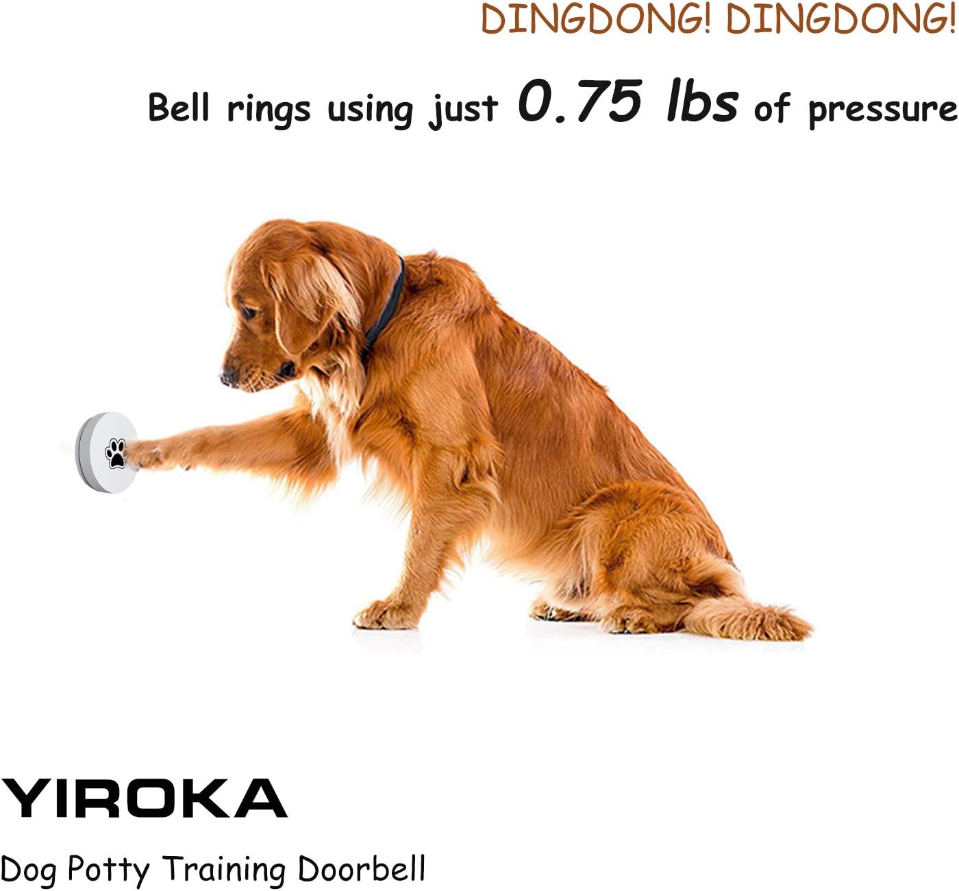 YIROKA Dog Door Bell, self-Powered Dog Potty Training Door Bell, Super-Light Press Button Doorbell, Lifetime Battery Free, Chime Operating 20 Melodies LED Flash, for All Dogs : Pet Supplies