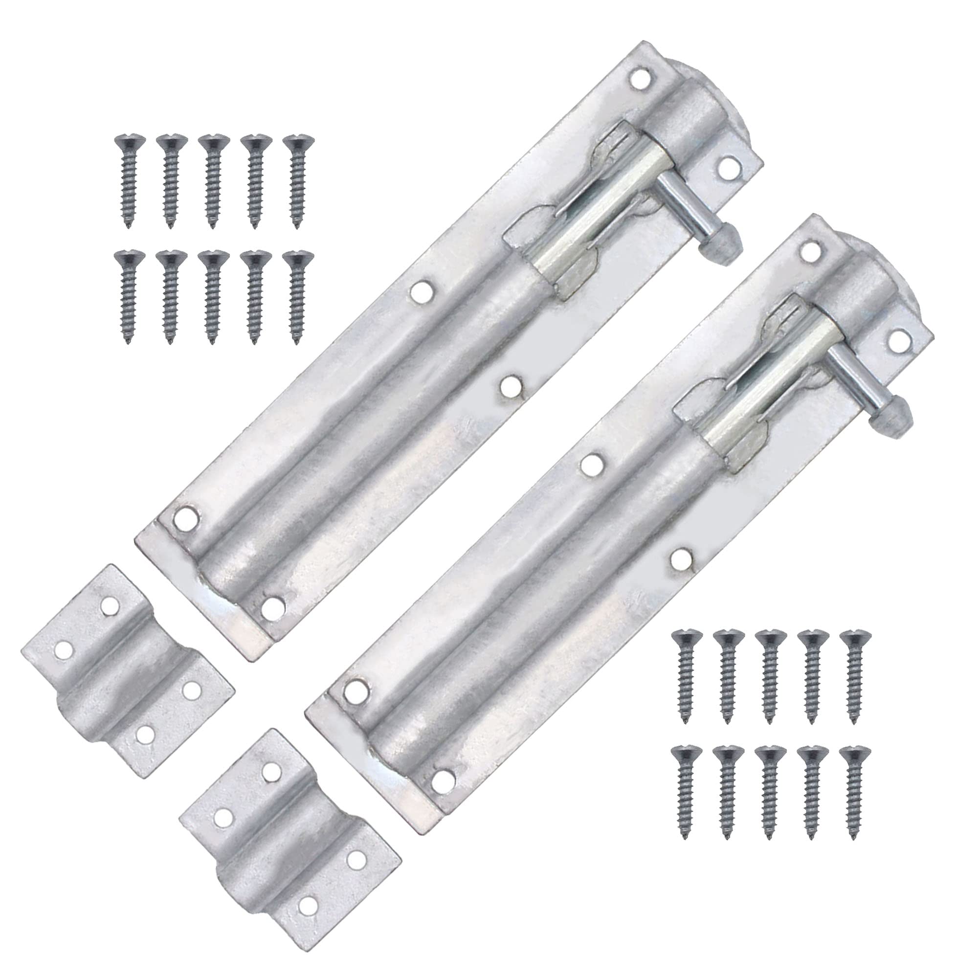 EAI Heavy Duty Tower Bolt | 6 Inch | Galvanised | Fixings Included | Pack of 2