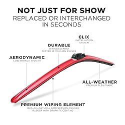 ClixWipers 22" + 22" (Set of 2) Red All Weather
