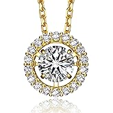 MomentWish Floating Necklace for Women, 0.5/1 Carat Dancing Moissanite Necklace for Her 925 Sterling Silver Pendant Anniversary Birthday Christmas Gift for Wife Mom Girlfriend