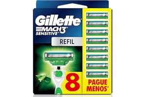 Gillette Mach3 Sensitive Carga Aparelho de Barbear com Aloe 8 Unidades
