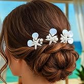 HEREAD Starfish Mermaid Hair Pins Silver Seashell Hair Accessories Beach Pearl Hair Pieces for Women and Girls (Pack of 3) (Silver)
