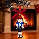 4in Wooden Nutcracker Ice Hockey Christmas Ornament, Ice Hockey Beads & Lanyard Hanging Decor for Players Teams Fans Xmas Tree Ornament Home Wreath Party Decoration Gift for Ice Hockey Enthusiasts
